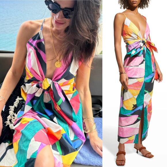 Mara Hoffman Dresses & Skirts - Mara Hoffman Lolita Midi Dress Botanical Tropical Floral V neck Slit‎ Size L